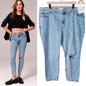New! Abercrombie and Fitch The Skinny High Rise Jean Distressed Ripped Jeans